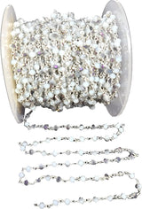 opal mystic quartz gemstone bead chain silver, women jewelry making necklaces, earrings, and bracelets bead chain.