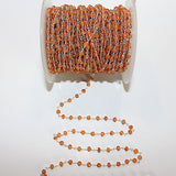 Carnelian natural semi-precious gemstone beads 2.5-3mm silver plated rosary chain for a necklace, earrings, anklet, and bracelet making.