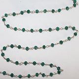 Emerald Jade natural semi-precious gemstone beads 3mm rosary chain for a necklace, earrings, anklet, and bracelet making.