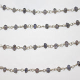 Iolite natural semi-precious gemstone beads 3mm rosary chain for a necklace, earrings, anklet, and bracelet making.