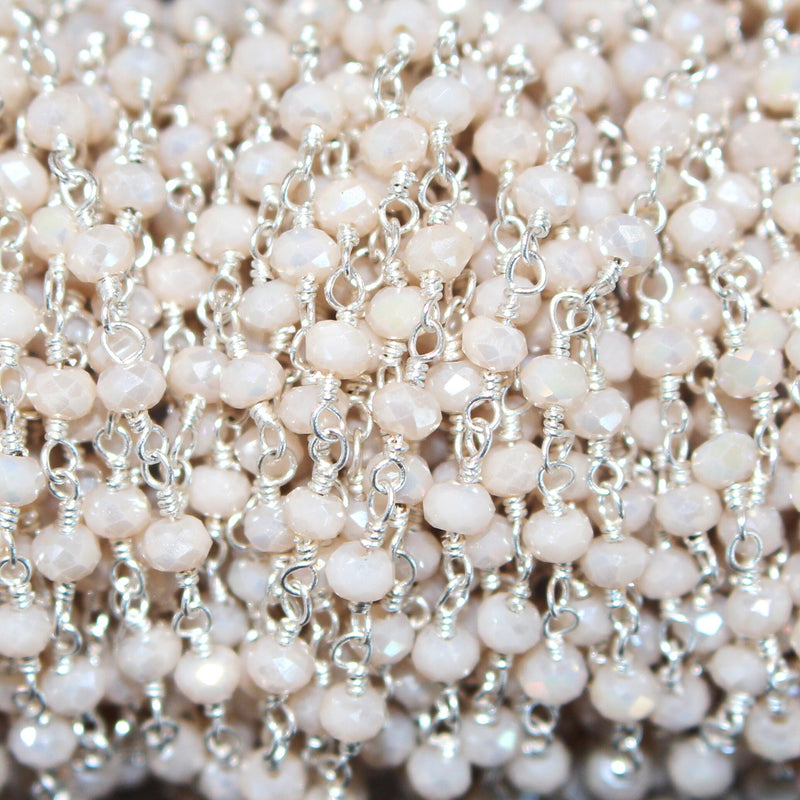 pink opal quartz gemstone bead chain silver, women jewelry making necklaces, earrings, and bracelets bead chain.
