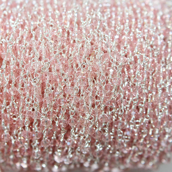 rose quartz gemstone bead chain silver, women jewelry making necklaces, earrings, and bracelets bead chain.