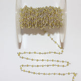 Zircon Lemon natural semi-precious gemstone beads 3mm rosary chain for a necklace, earrings, anklet, and bracelet making.