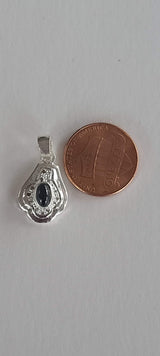 Natural Diamond Studded Precious Blue Sapphire 925 Sterling Silver Assorted Vintage Pendants Necklace - AAA Grade Handmade - Gifts For Her