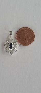 Natural Diamond Studded Precious Blue Sapphire 925 Sterling Silver Assorted Vintage Pendants Necklace - AAA Grade Handmade - Gifts For Her