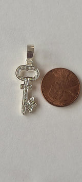 Natural Diamond Studded Precious 925 Sterling Silver Assorted Vintage Key Pendants Necklace - AAA Grade Handmade Jewelry - Gifts For Her