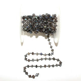 Labradorite natural semi-precious gemstone beads 3mm rosary chain for a necklace, earrings, anklet, and bracelet making.
