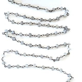 Labradorite natural semi-precious gemstone beads 3mm antique black oxidized rosary chain for a necklace, earrings, anklet, and bracelet making.