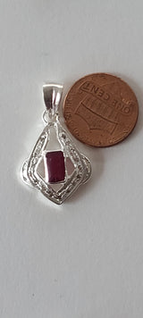 Natural Diamond Studded Precious Ruby 925 Sterling Silver Assorted Vintage Pendants Necklace - AAA Grade Handmade DIY Jewelry- Gifts For Her