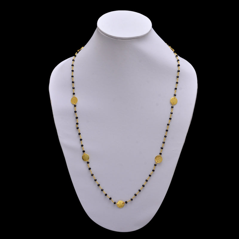 Black Spinel gemstone faceted rondelle bead rosary coin chain 24k gold plated over silver, women jewelry making necklaces, earrings, anklets, and bracelets.