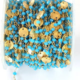 Blue Peruvian Chalcedony gemstone faceted rondelle bead rosary coin chain women jewelry making necklaces, earrings, anklets, and bracelets.