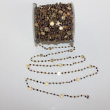 Peacock Pyrite gemstone faceted rondelle bead rosary coin chain women jewelry making necklaces, earrings, anklets, and bracelets.