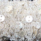 Clear Quartz gemstone faceted rondelle bead rosary coin chain women jewelry making necklaces, earrings, anklets, and bracelets.