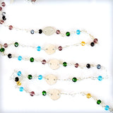 Multi Color Quartz gemstone faceted rondelle bead rosary coin chain silver, women jewelry making necklaces, earrings, anklets, and bracelets.