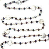 Peacock Pyrite gemstone faceted rondelle bead rosary coin chain women jewelry making necklaces, earrings, anklets, and bracelets.