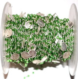 Peridot gemstone faceted rondelle bead rosary coin chain women jewelry making necklaces, earrings, anklets, and bracelets.