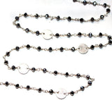 Pyrite gemstone faceted rondelle bead rosary coin chain women jewelry making necklaces, earrings, anklets, and bracelets.