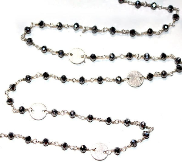 Pyrite gemstone faceted rondelle bead rosary coin chain women jewelry making necklaces, earrings, anklets, and bracelets.