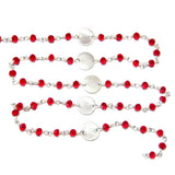 Red Garnet gemstone faceted rondelle bead rosary coin chain women jewelry making necklaces, earrings, anklets, and bracelets.