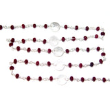 Rhodolite Garnet Gemstone Faceted Rondelle Bead 3mm Silver Plated Rosary Coin Chain Women Jewelry Making Necklace Anklet Bracelet Wholesale
