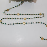 Emerald Jade natural gemstone faceted rondelle bead rosary coin chain 24k gold plated over silver, women jewelry making necklaces, earrings, anklets, and bracelets.