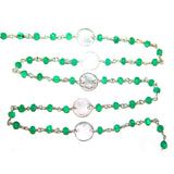Green Onyx natural gemstone faceted rondelle bead rosary coin chain women jewelry making necklaces, earrings, anklets, and bracelets.