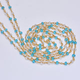 Blue Topaz and Clear Quartz gemstone faceted rondelle bead 3-4mm rosary chain 24k gold plated over silver, women jewelry making necklaces, earrings, anklets, and bracelets.
