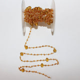 Citrine gemstone faceted rondelle bead 3-4mm rosary coin chain women jewelry making necklaces, earrings, anklets, and bracelets.