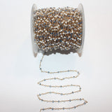 Mystic Coated Quartz and freshwater pearl gemstone faceted rondelle bead rosary chain women jewelry making necklaces, earrings, anklets, and bracelets.