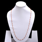 Red Coral Quartz and freshwater pearl gemstone faceted rondelle bead 3mm rosary chain 24k gold plated over silver, women jewelry making necklaces, earrings, anklets, and bracelets.