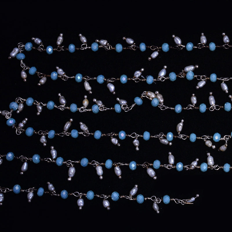 amazonite quartz gemstone bead chain silver, women jewelry making necklaces, earrings, and bracelets bead chain.