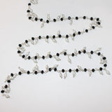 black spinel quartz gemstone bead chain silver, women jewelry making necklaces, earrings, and bracelets bead chain.