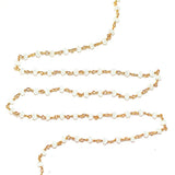 Blue Peruvian Chalcedony quartz gemstone bead chain 24k gold plated over silver, women jewelry making necklaces, earrings, and bracelets bead chain.