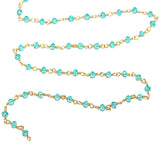 Blue Topaz quartz faceted 2mm 3mm 4mm bead rosary chain.