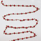 Coral quartz faceted 4-5mm bead rosary chain.