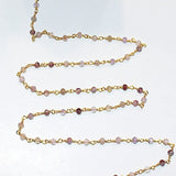 Copper Rutilated quartz gemstone bead chain 24k gold plated over silver, women jewelry making necklaces, earrings, and bracelets bead chain.