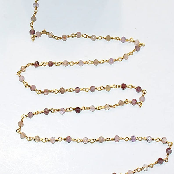 Copper Rutilated quartz gemstone bead chain 24k gold plated over silver, women jewelry making necklaces, earrings, and bracelets bead chain.