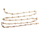 Smoky Quartz and freshwater pearl gemstone faceted rondelle bead 3mm rosary chain 24k gold plated over silver, women jewelry making necklaces, earrings, anklets, and bracelets.