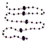 Amethyst gemstone faceted rondelle bead 3-4mm rosary coin chain silver, women jewelry making necklaces, earrings, anklets, and bracelets.