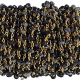 black spinel quartz gemstone bead chain 24k gold plated over silver, women jewelry making necklaces, earrings, and bracelets bead chain.