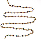 peacock pyrite quartz gemstone bead chain 24k gold plated over silver, women jewelry making necklaces, earrings, and bracelets bead chain.