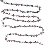 amethsyt quartz gemstone bead chain 24k gold plated over silver, women jewelry making necklaces, earrings, and bracelets bead chain.