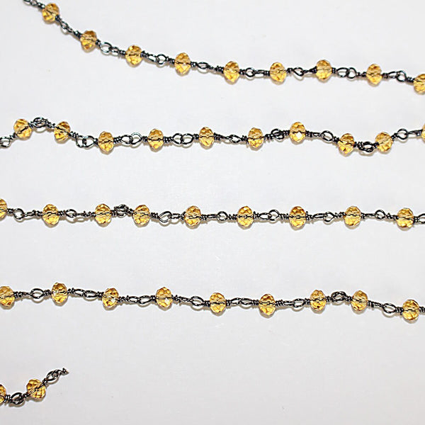 citrine quartz gemstone bead chain 24k gold plated over silver, women jewelry making necklaces, earrings, and bracelets bead chain.