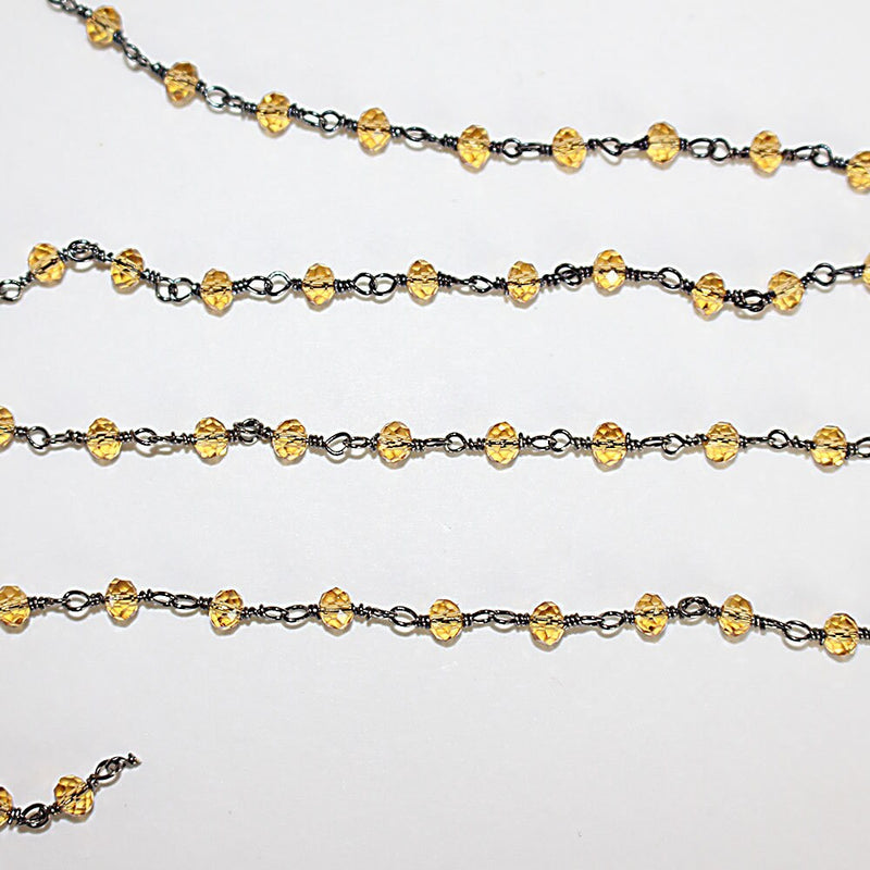 citrine quartz gemstone bead chain 24k gold plated over silver, women jewelry making necklaces, earrings, and bracelets bead chain.