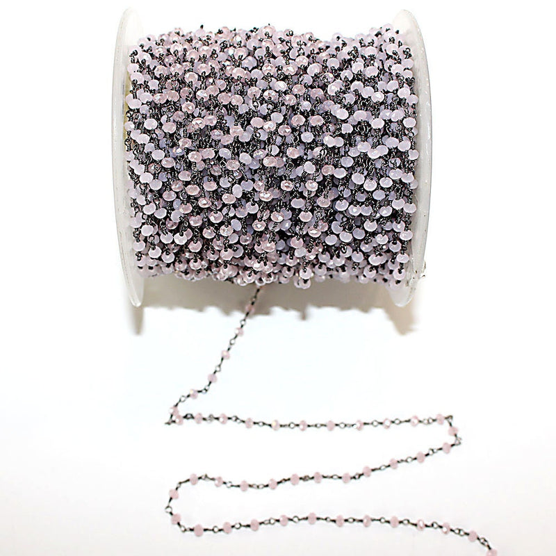 pink chalcedony quartz gemstone bead chain 24k gold plated over silver, women jewelry making necklaces, earrings, and bracelets bead chain.