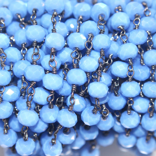 blue chalcedony quartz gemstone bead chain 24k gold plated over silver, women jewelry making necklaces, earrings, and bracelets bead chain.