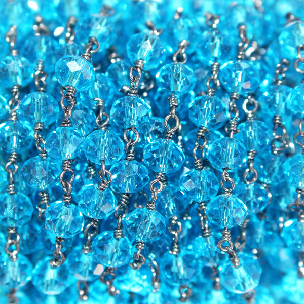blue topaz quartz gemstone bead chain 24k gold plated over silver, women jewelry making necklaces, earrings, and bracelets bead chain.