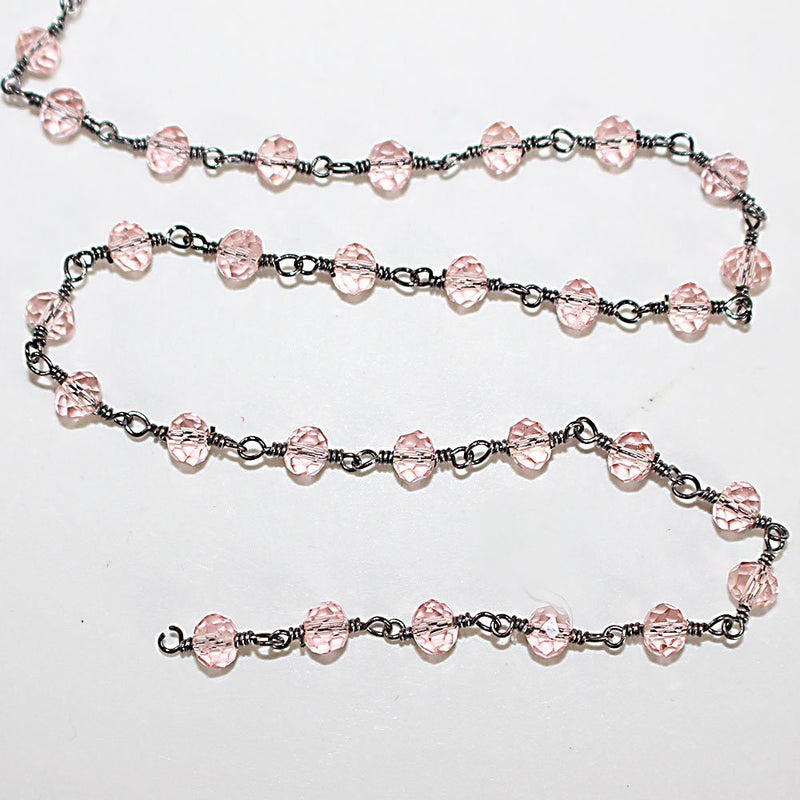 rose quartz gemstone bead chain 24k gold plated over silver, women jewelry making necklaces, earrings, and bracelets bead chain.