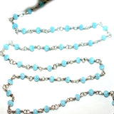 blue peruvian chalcedony quartz gemstone bead chain silver, women jewelry making necklaces, earrings, and bracelets bead chain.