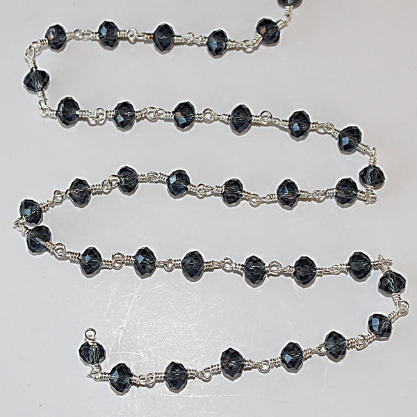 london blue topaz quartz gemstone bead chain silver, women jewelry making necklaces, earrings, and bracelets bead chain.